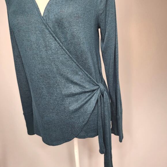 🌻3 for $18 Teal Wrap Style Knit Long Sleeve Top - Picture 2 of 4